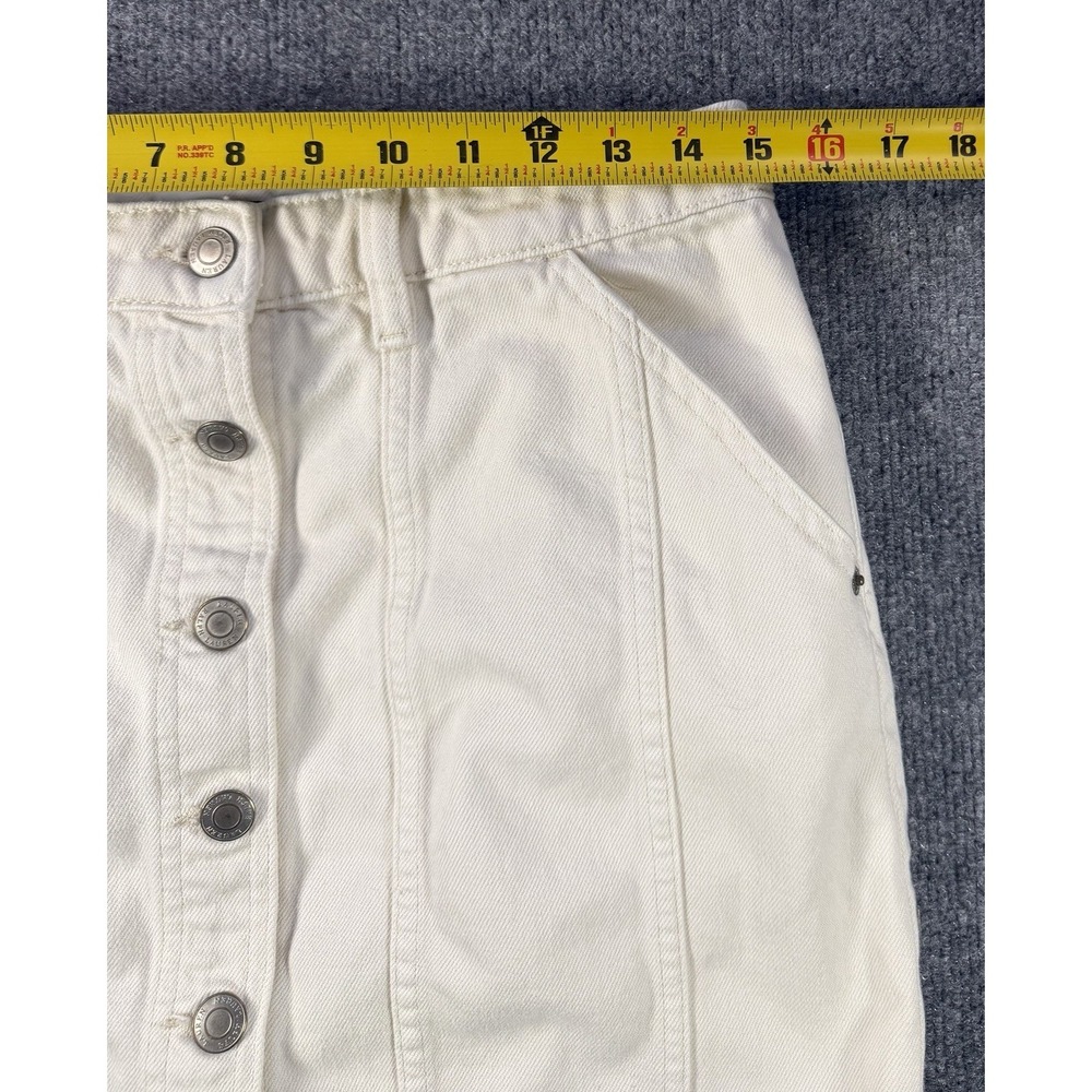 Lauren Ralph Lauren Ivory Denim Skirt Womens 6 Button Front 100% Cotton Midi - Picture 8 of 11